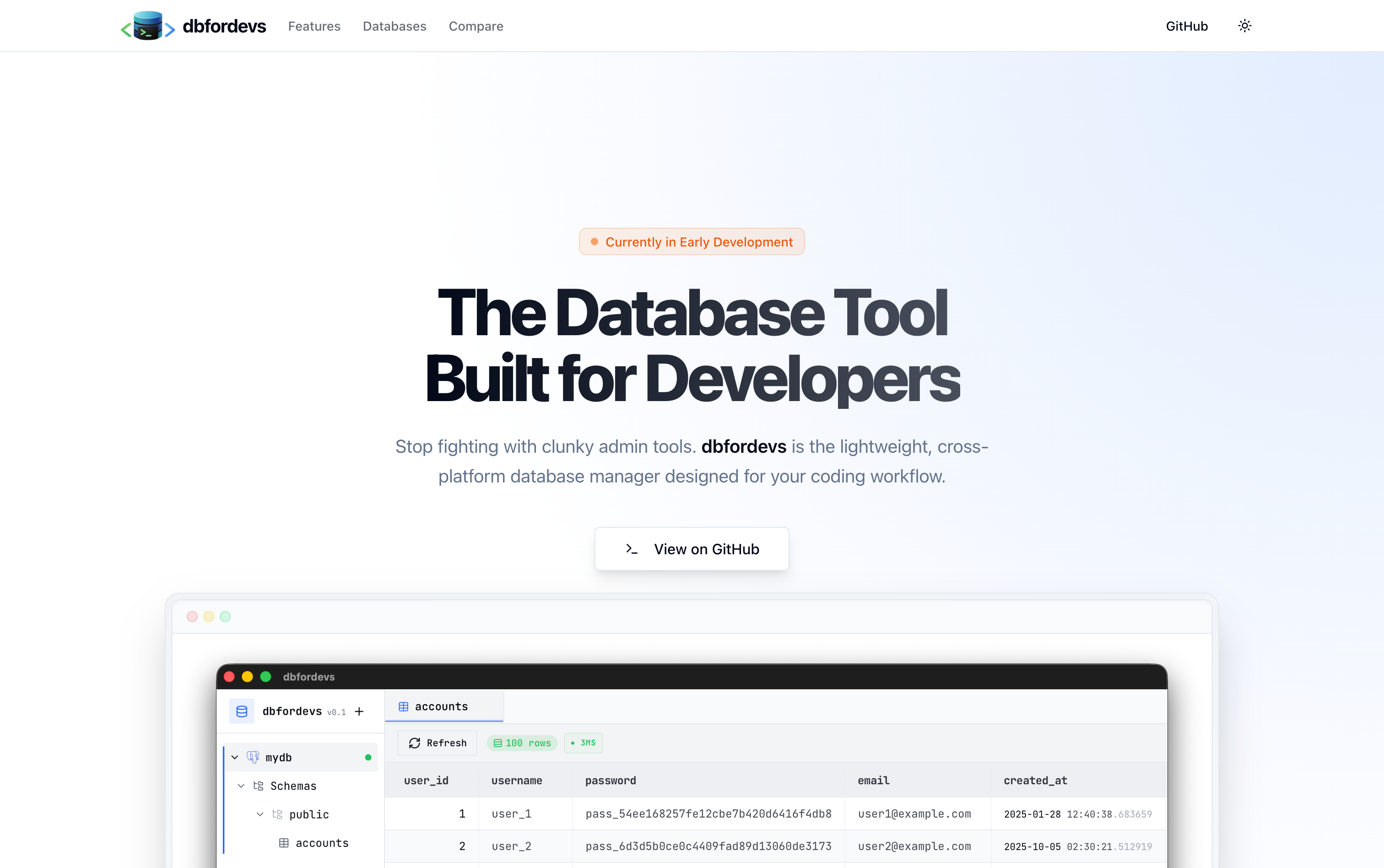 DbForDevs Light Theme